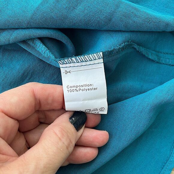 PrettyGarden Ruffle Sleeve Teal Tunic Blouse – Size XL - Picture 7 of 10